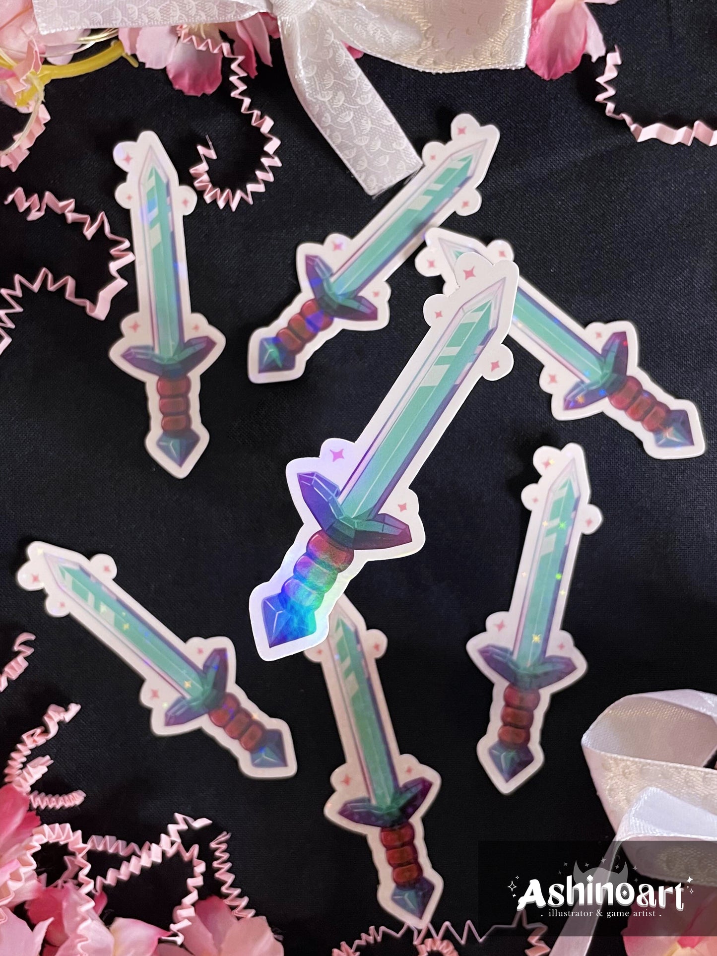 Sticker holographique d'une épée (Minecraft)