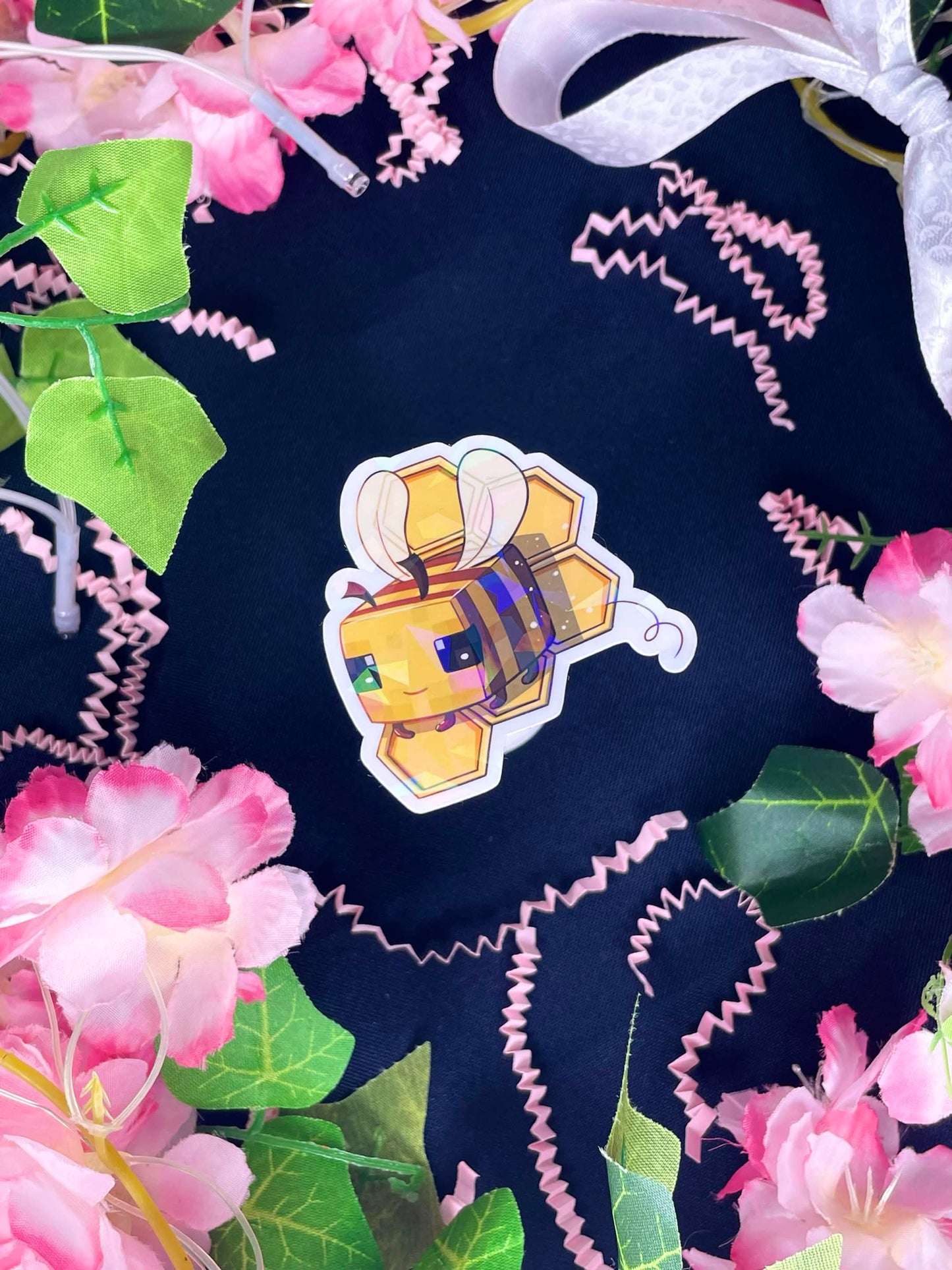 Sticker abeille holographique (Minecraft)