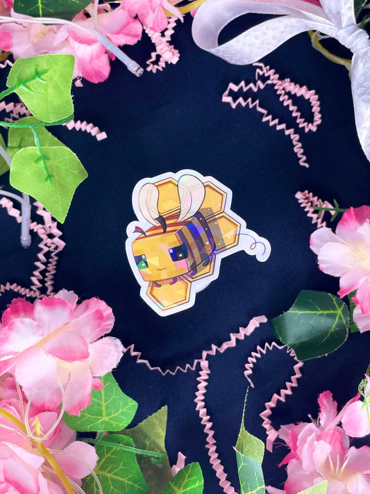 Sticker abeille holographique (Minecraft)